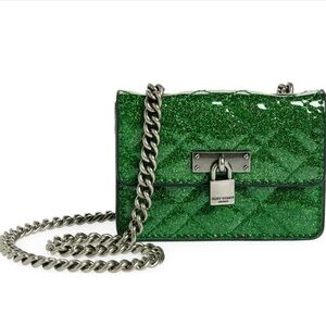 Kurt Geiger Green London Glitter Mini Brixton Lock Crossbody Bag